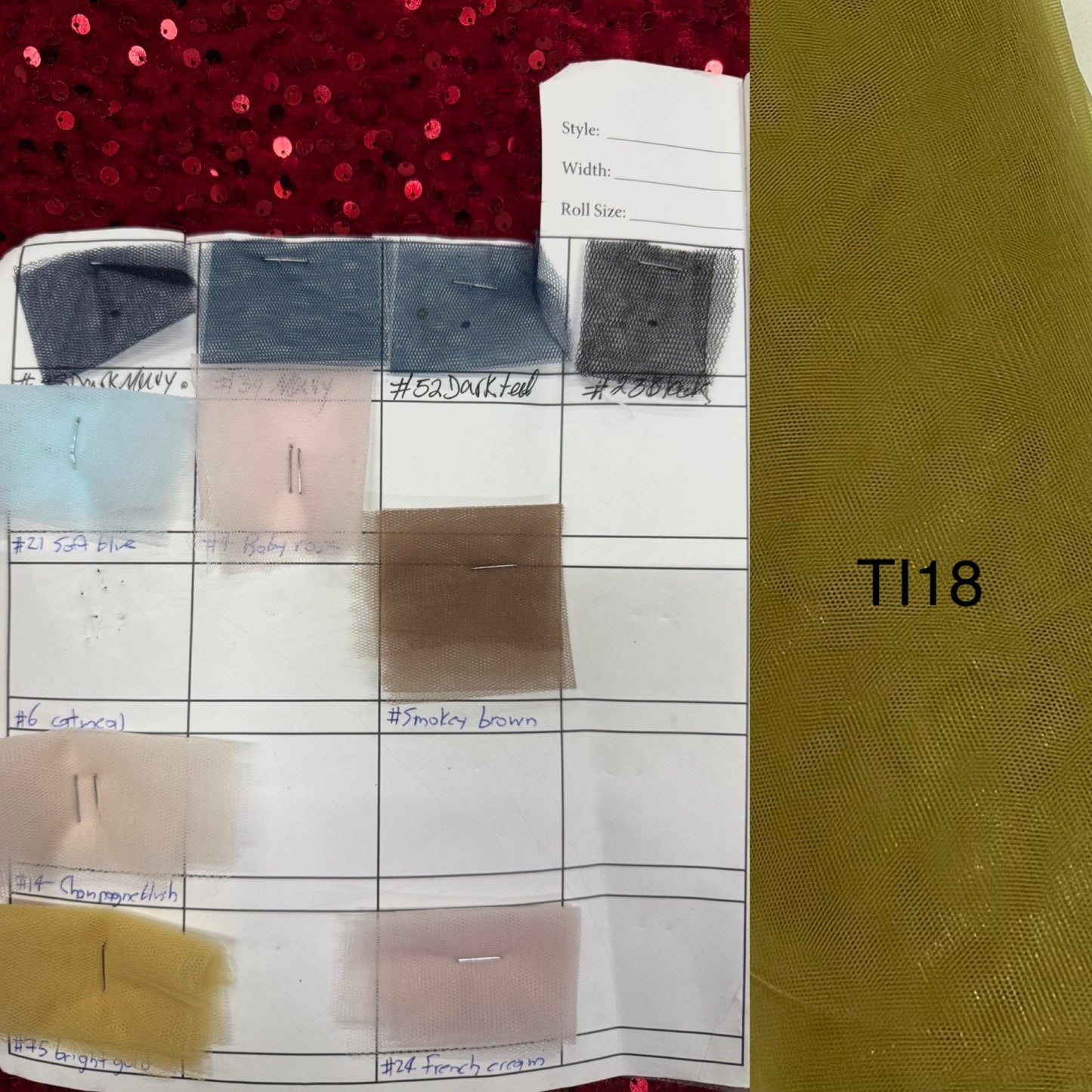 Catálogo de tul italiano/óptico