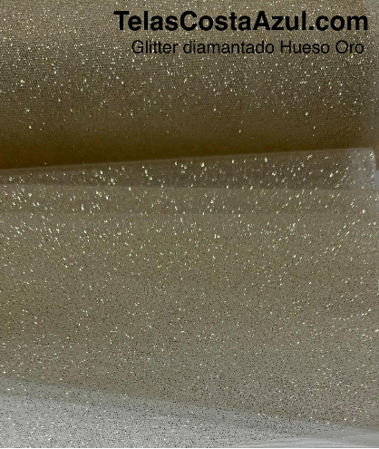 GLITTER DIAMANTADO HUESO ORO