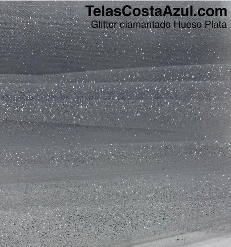 GLITTER DIAMANTADO HUESO PLATA