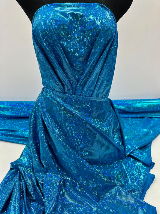 Licra de holograma Turquesa