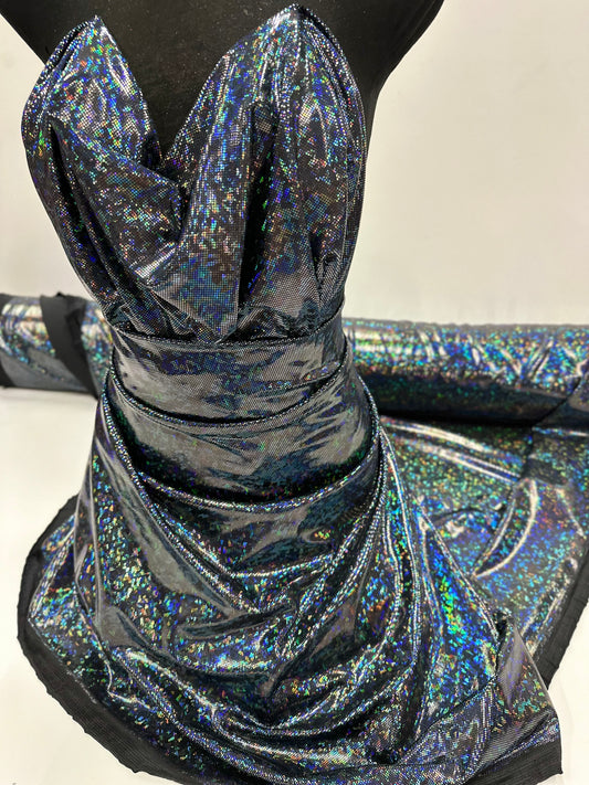 Licra de holograma Negro tornasol