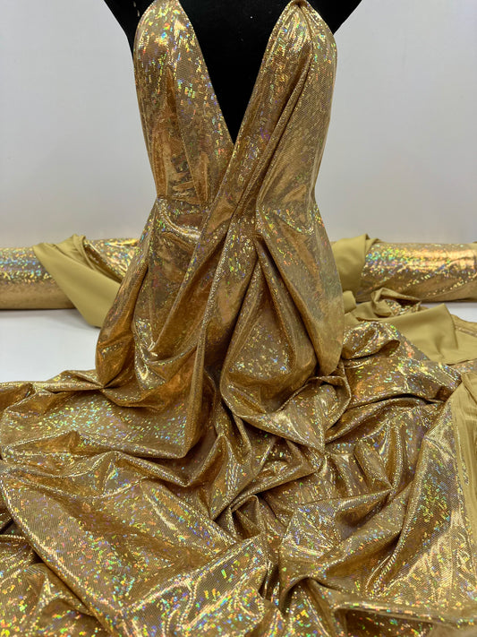 Licra de holograma Oro