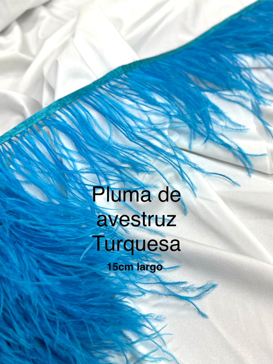 Plumas de avestruz 15cm largo Turquesa