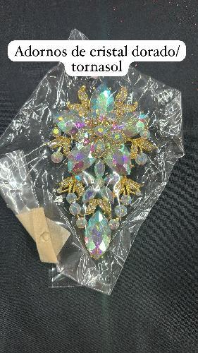 ADORNO DE CRISTAL TORNASOL/DORADO