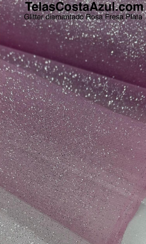 GLITTER DIAMANTADO ROSA FRESA PLATA