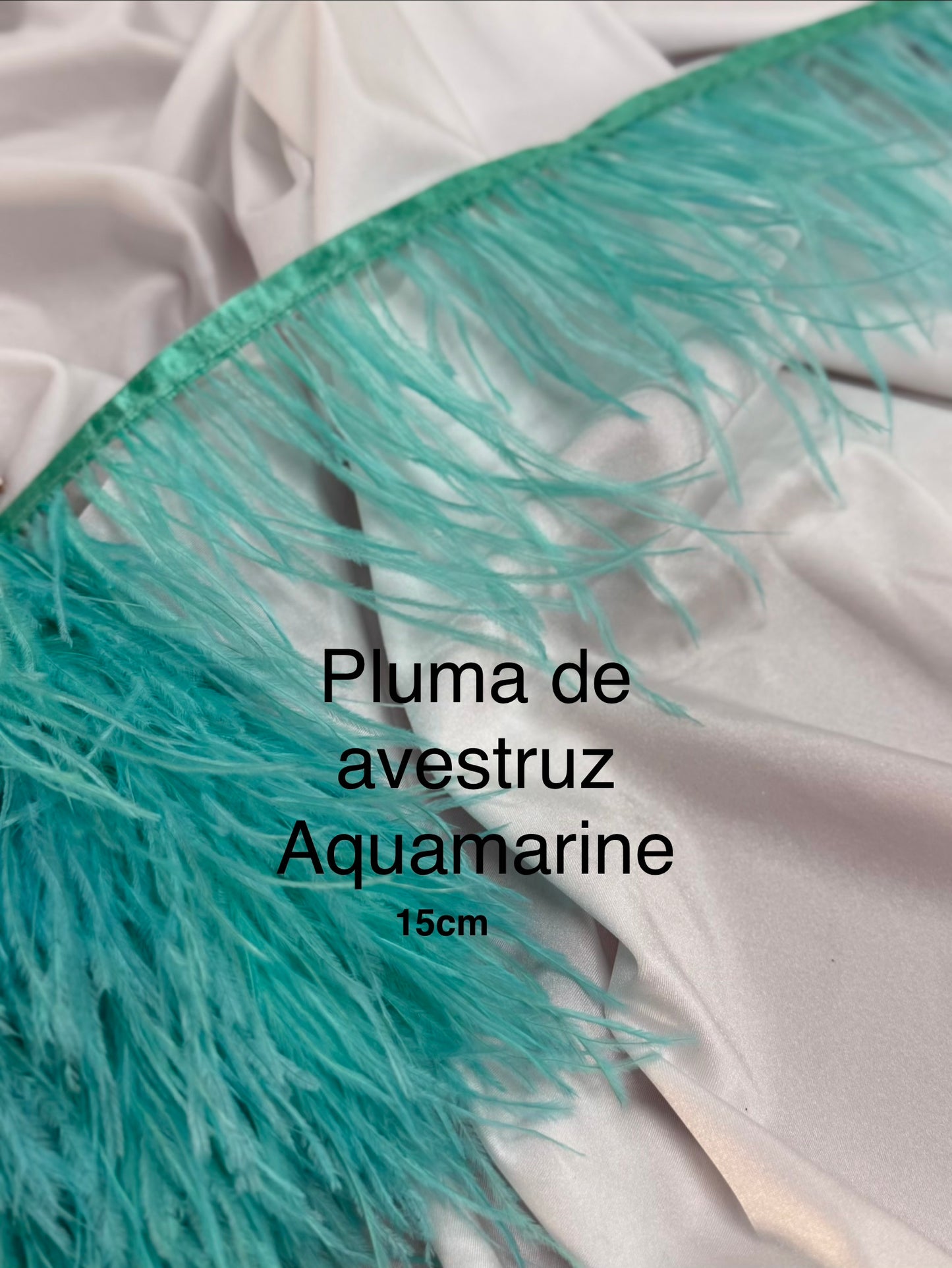 Plumas de avestruz 15cm largo Aquamarine