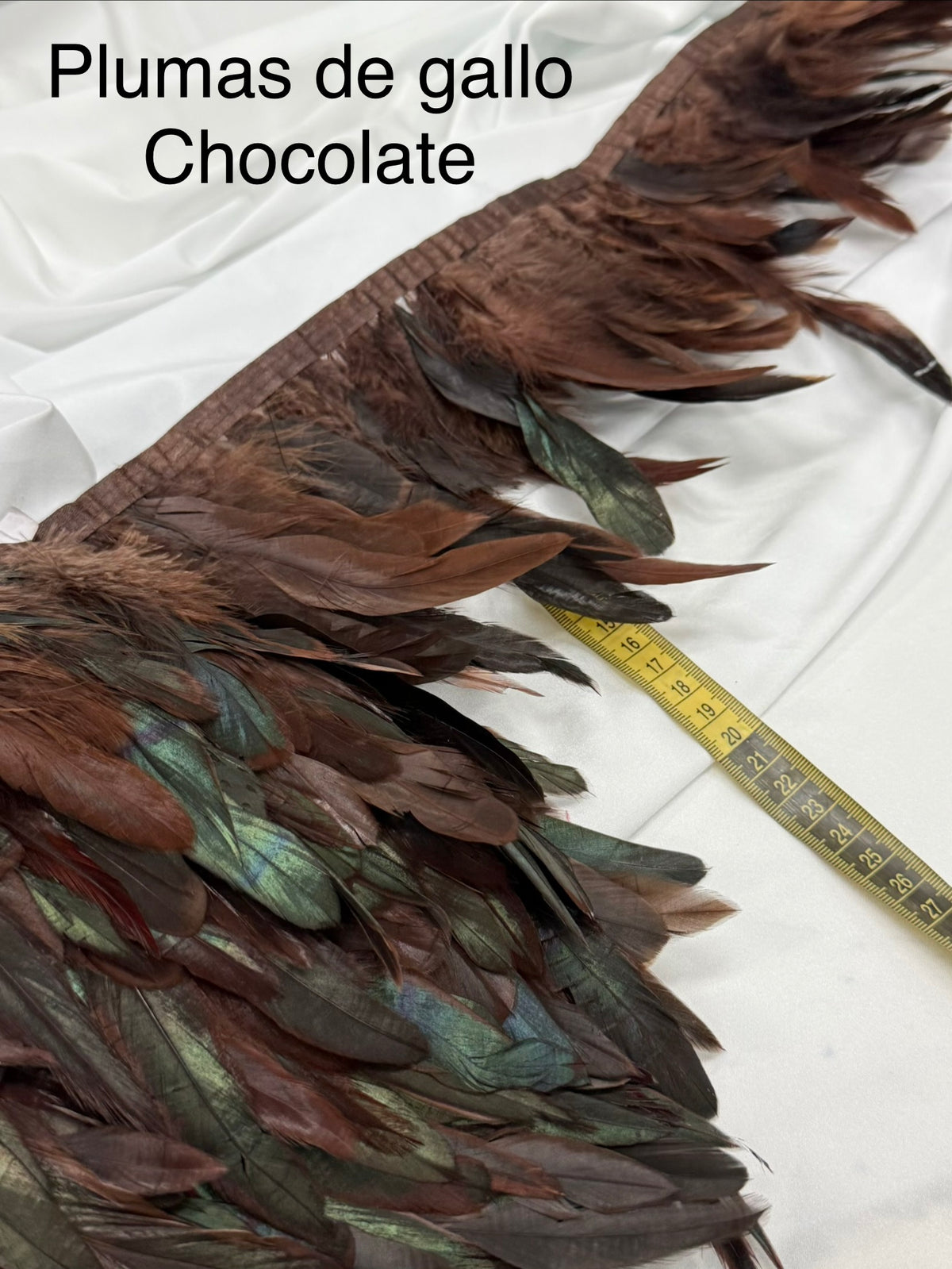 Plumas de gallo Chocolate – Telas Costa Azul