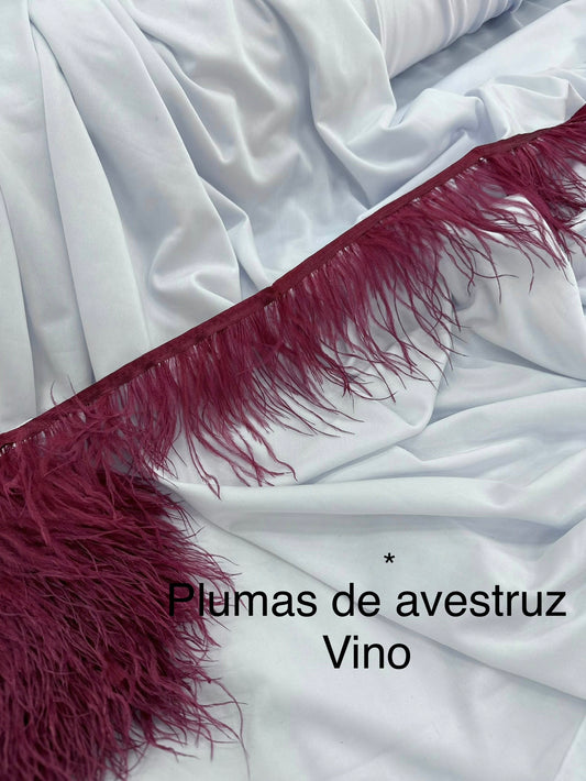 Plumas de avestruz 10cm largo Vino