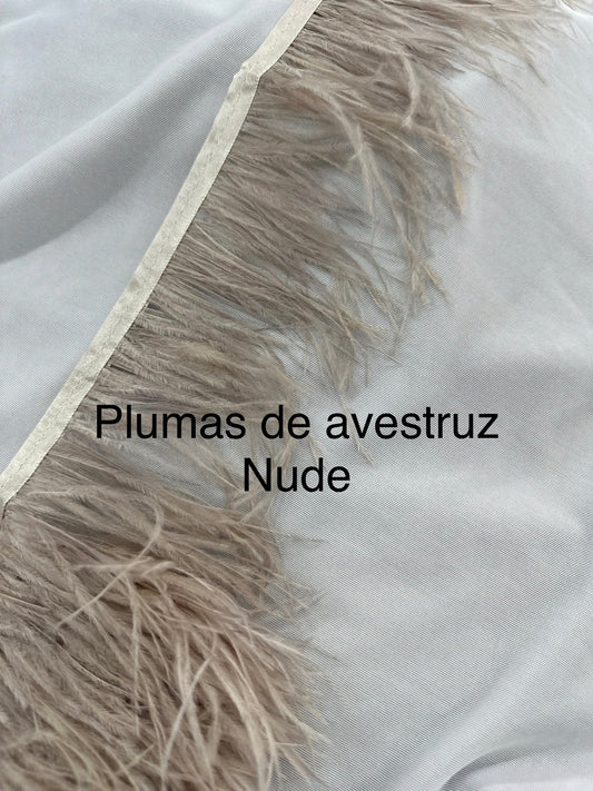 Plumas de avestruz 10cm largo Nude