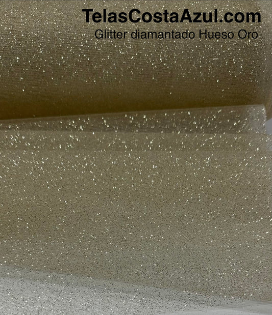 Glitter diamantado Hueso Oro