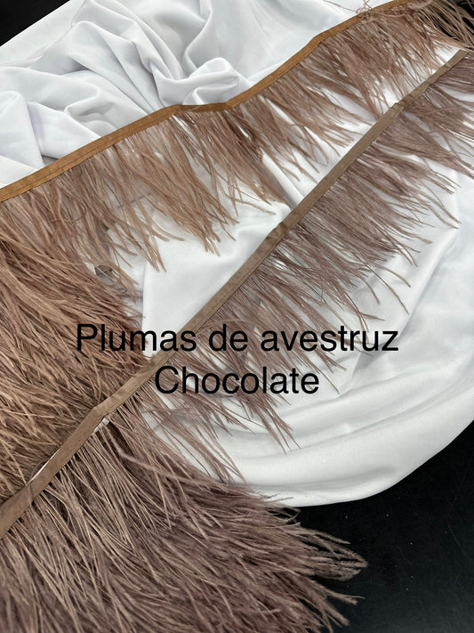 Plumas de avestruz 10cm largo Chocolate