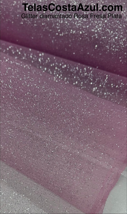 Glitter diamantado Rosa Fresa Plata